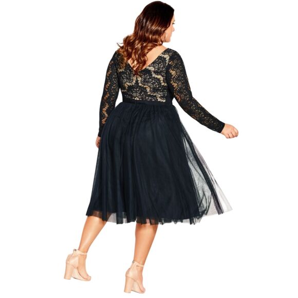 NEW City Chic Plus Size Navy Blue Lace Cocktail Dress - Picture 2 of 10
